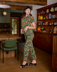 Short Sleeve Jumpsuit in Kitchen Collection side view on Alex