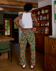 Back view of Work Pants in Kitchen Collection and Cropped Tank in Vintage Tee White on Jerrod
