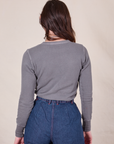 Back view of Honeycomb Thermal in Washed Grey on Alex