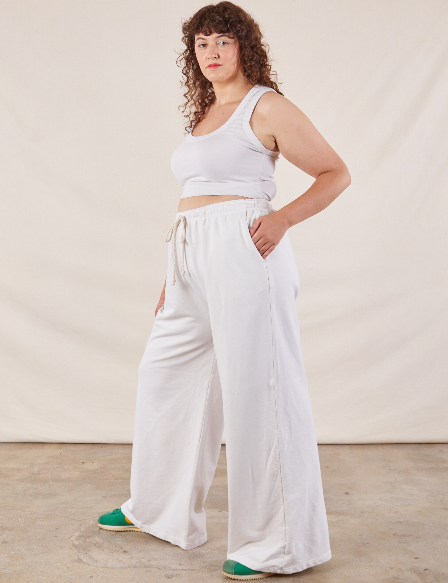 Wide Leg Sweat Pants in Vintage Tee Off-White side view on Ryan