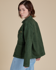 Denim Work Jacket in Swamp Green side view on Hana