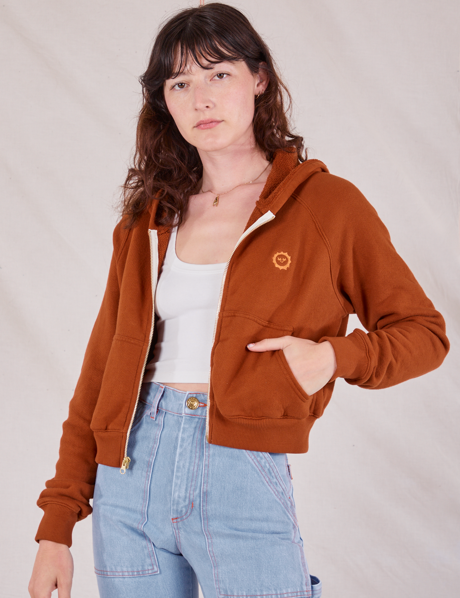 Cropped Zip Hoodie - Burnt Terracotta *FINAL SALE* – BIG BUD Cropped Zip Hoodie - Burnt Terracotta *FINAL SALE* – BIG BUD
