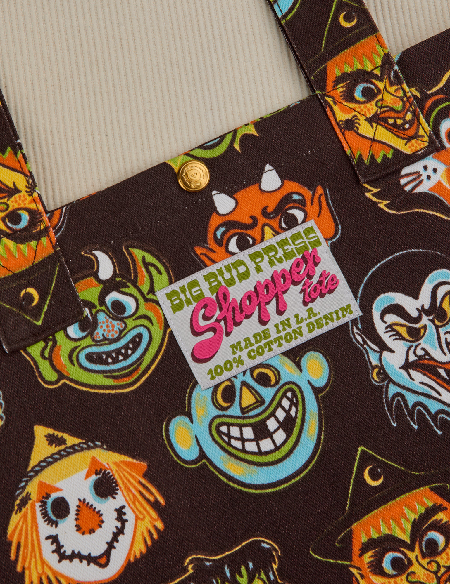 Halloween Masks Shopper Tote close up