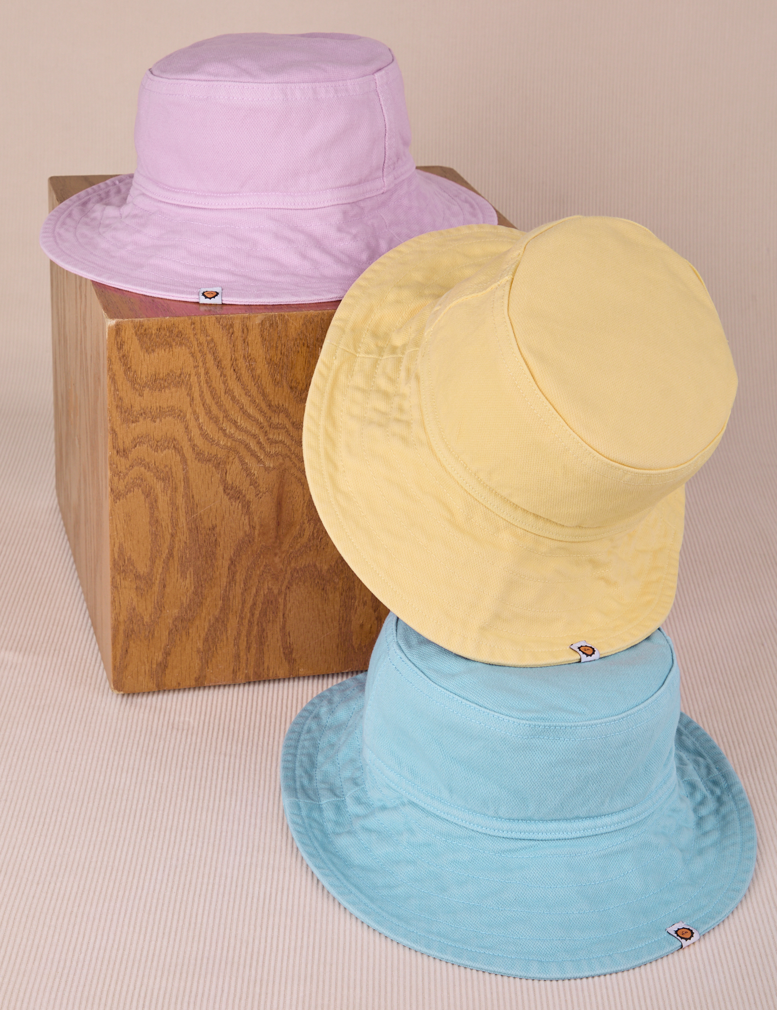 Wide Brim Denim Bucket Hat in Lilac, Butter Yellow and Baby Blue