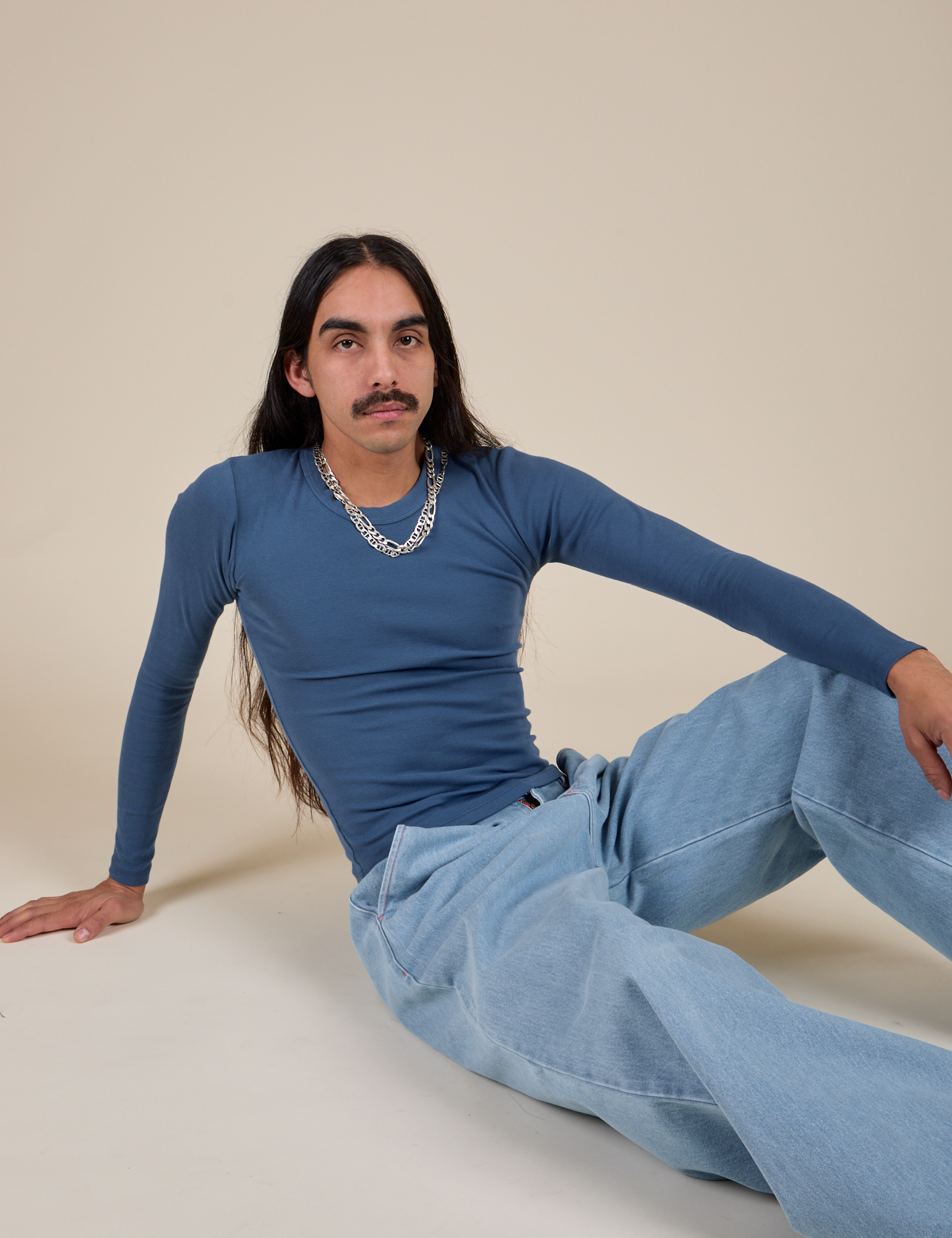 Long Sleeve Baby Tee - French Blue