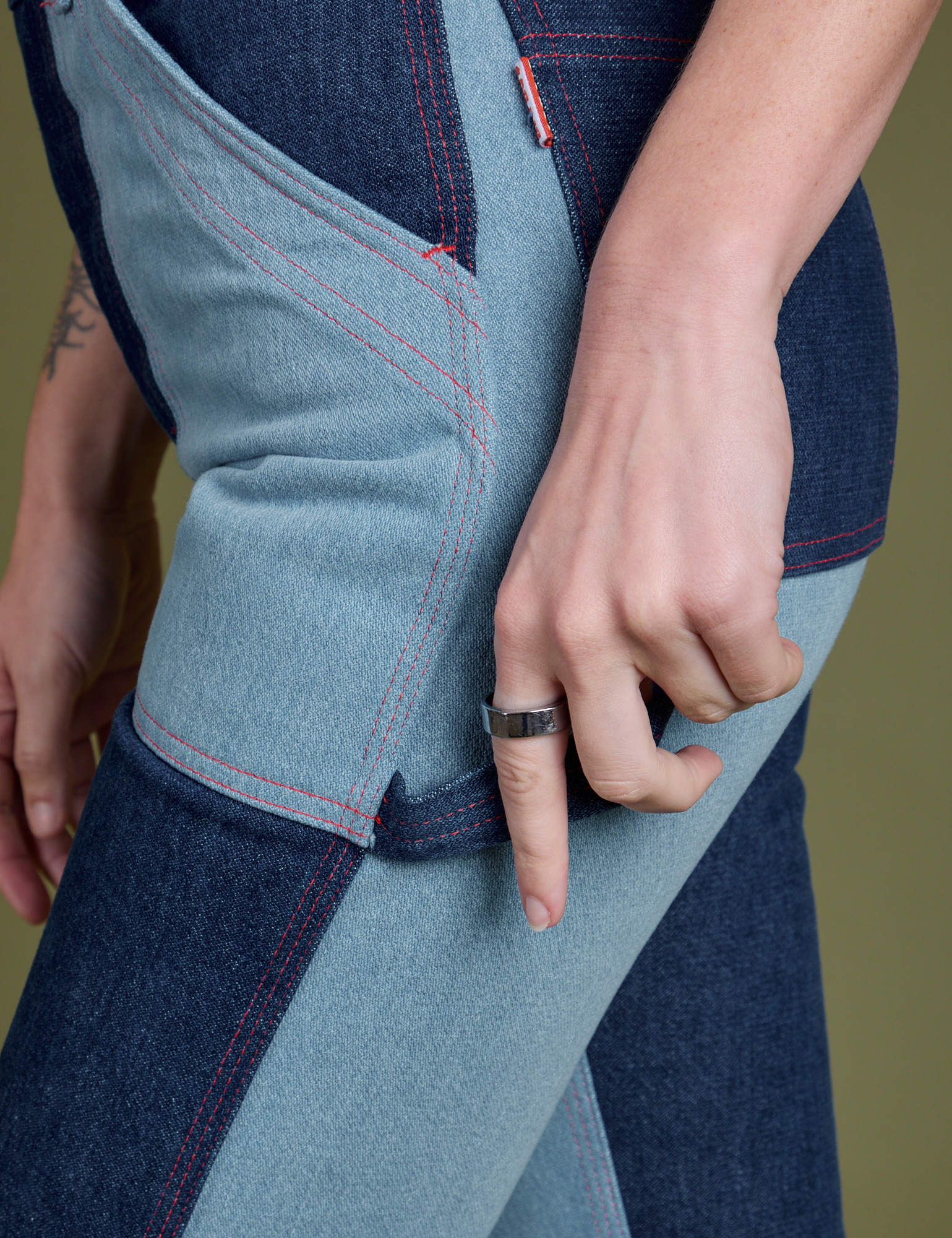 Mismatched Denim Carpenter Jeans