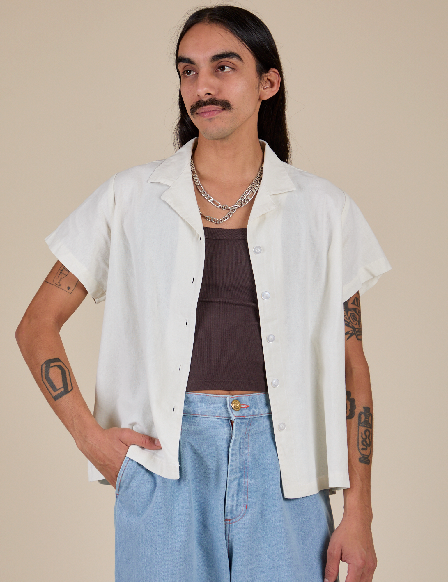 Pantry Button-Up - Vintage Tee White