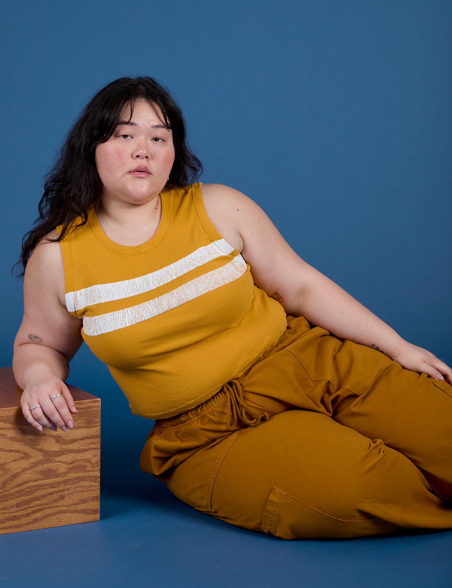 Painted Muscle Tee - Mustard Yellow