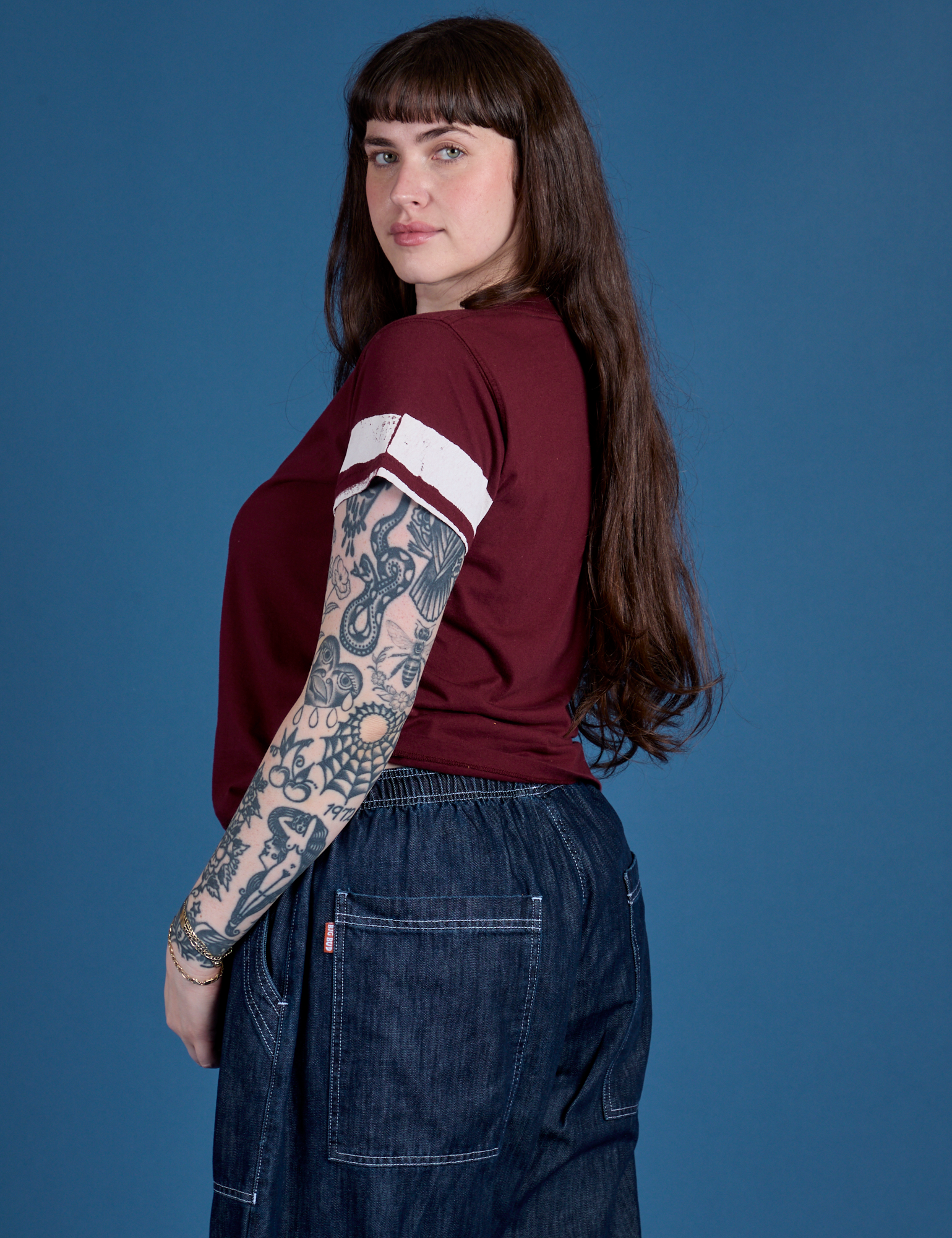 Painted Vintage Tee - Red Wine