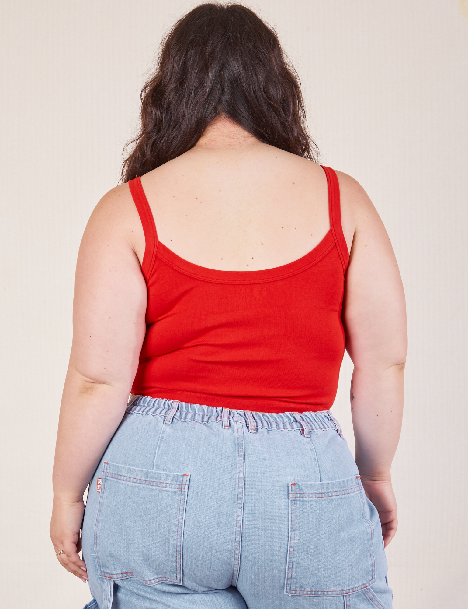 Cropped Cami in Mustang Red back view on Ashley