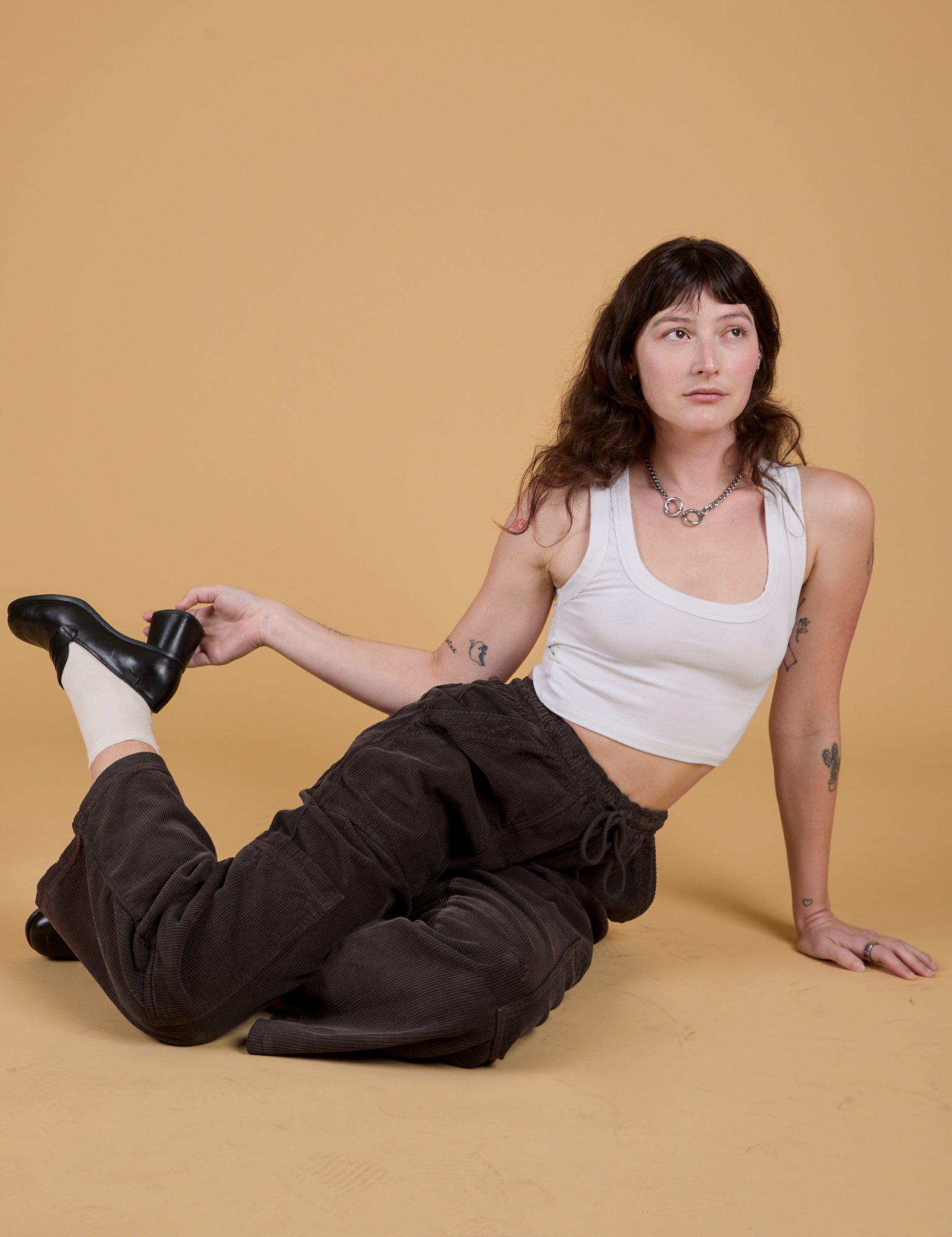 Corduroy Drop Pocket Cargo Pants - Espresso Brown