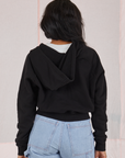 Cropped Zip Hoodie in Basic Black back view on Kandia