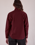 Cropped Overshirt in Red Wine back view on Alex