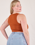 Cropped Tank Top in Burnt Terracotta angled back view on Lish