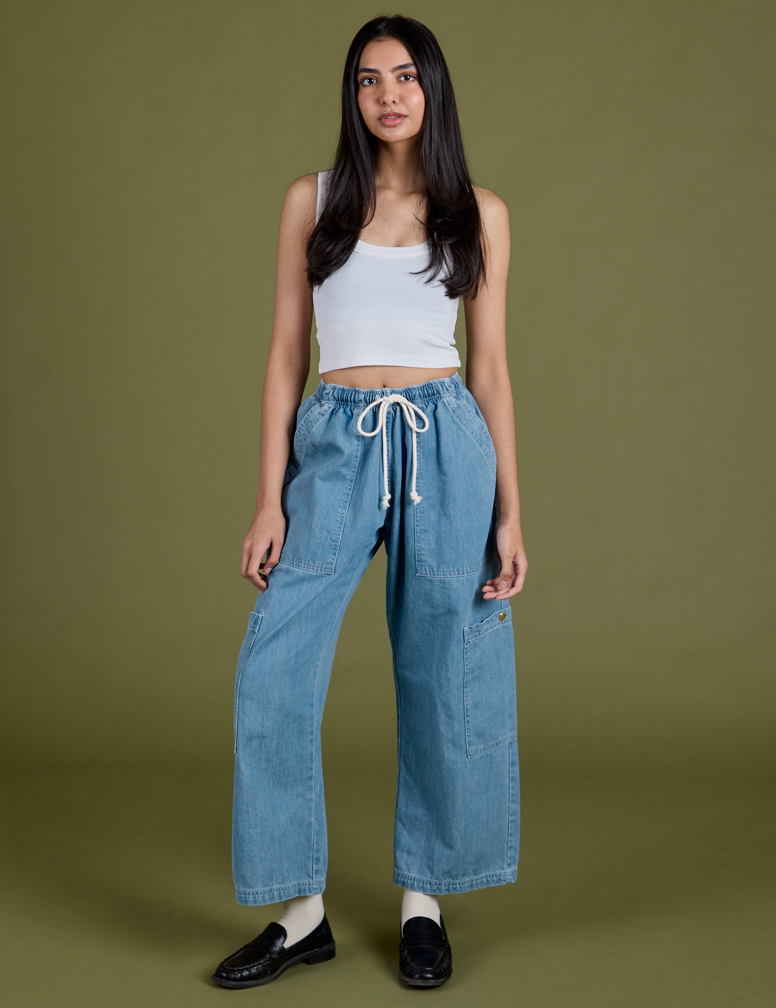 TRY-A-STYLE - Denim Drop Pocket Pants - Light Wash *FINAL SALE*