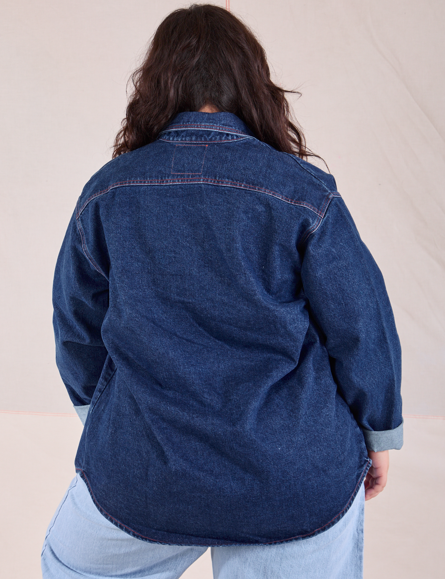 Denim Overshirt in Dark Wash back view on Ashley