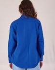 Flannel Overshirt in Royal Blue back view on Alex