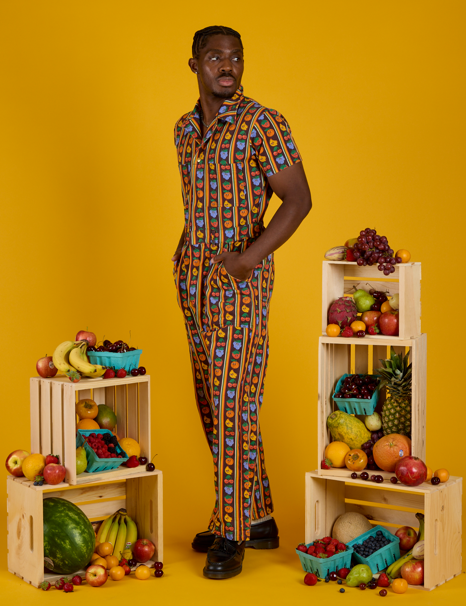 Short Sleeve Jumpsuit - Fruit Fantasy