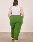 Back view of Cropped Rolled Cuff Sweatpants in Lawn Green on Marielena