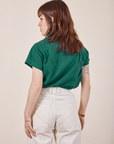 Back view of Pantry Button-Up in Hunter Green worn by Hana