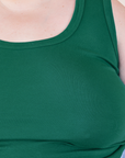 Front close up of Cropped Tank Top in Hunter Green on Catie
