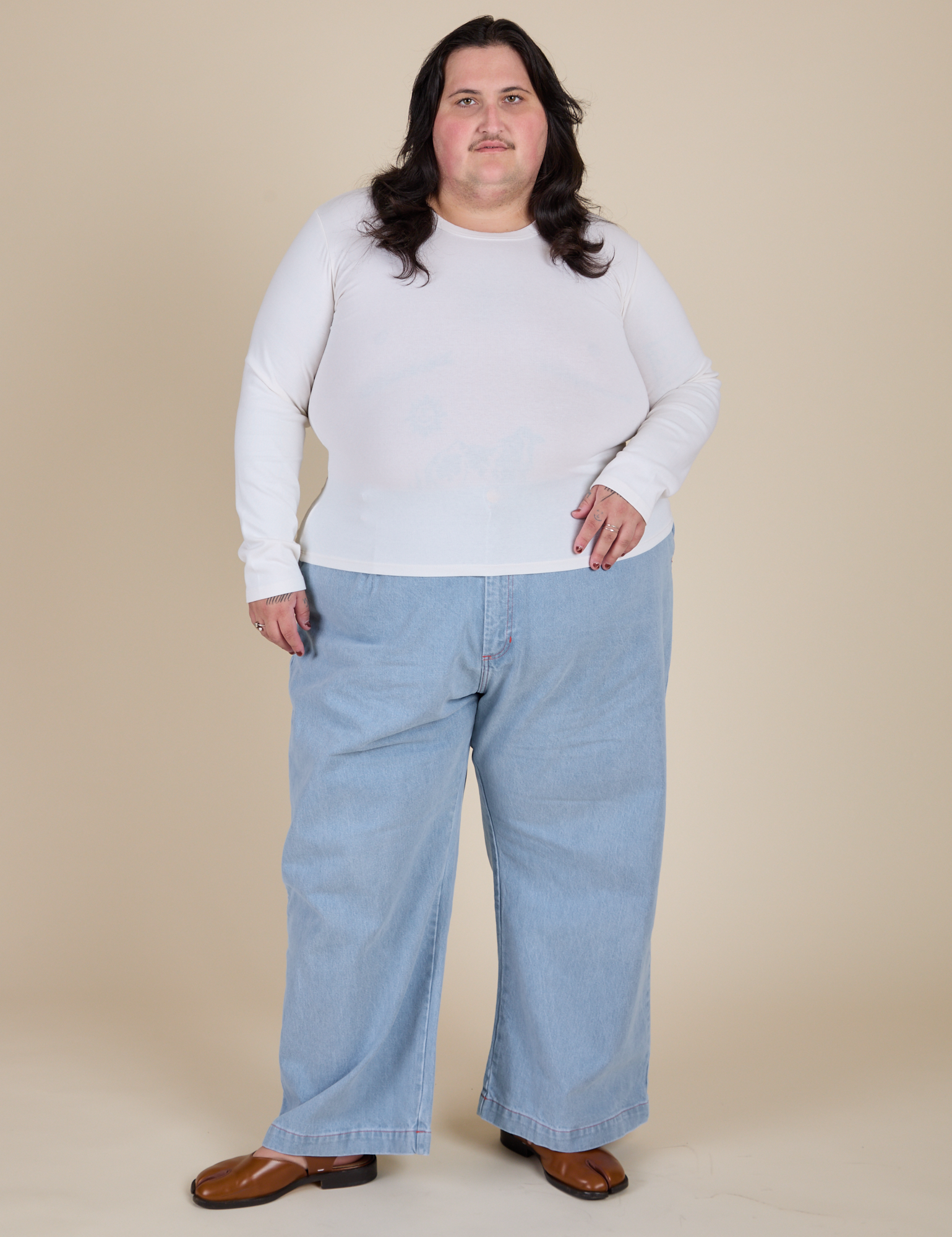 Long Sleeve Baby Tee - Vintage Tee Off-White