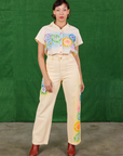Tiara is wearing Pantry Button-Up in Lace Airbrush and matching Work Pants