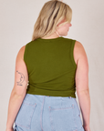 Muscle Tee in Summer Olive back view on Lish