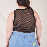 Back view of Mesh Tank Top in Basic Black worn by Ashley