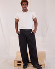 Mid-Rise Pleated Trousers in Basic Black paired with Organic Vintage Tee in vintage tee off-white