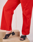 Mid-Rise Work Pants in Mustang Red pant leg close up on Lish