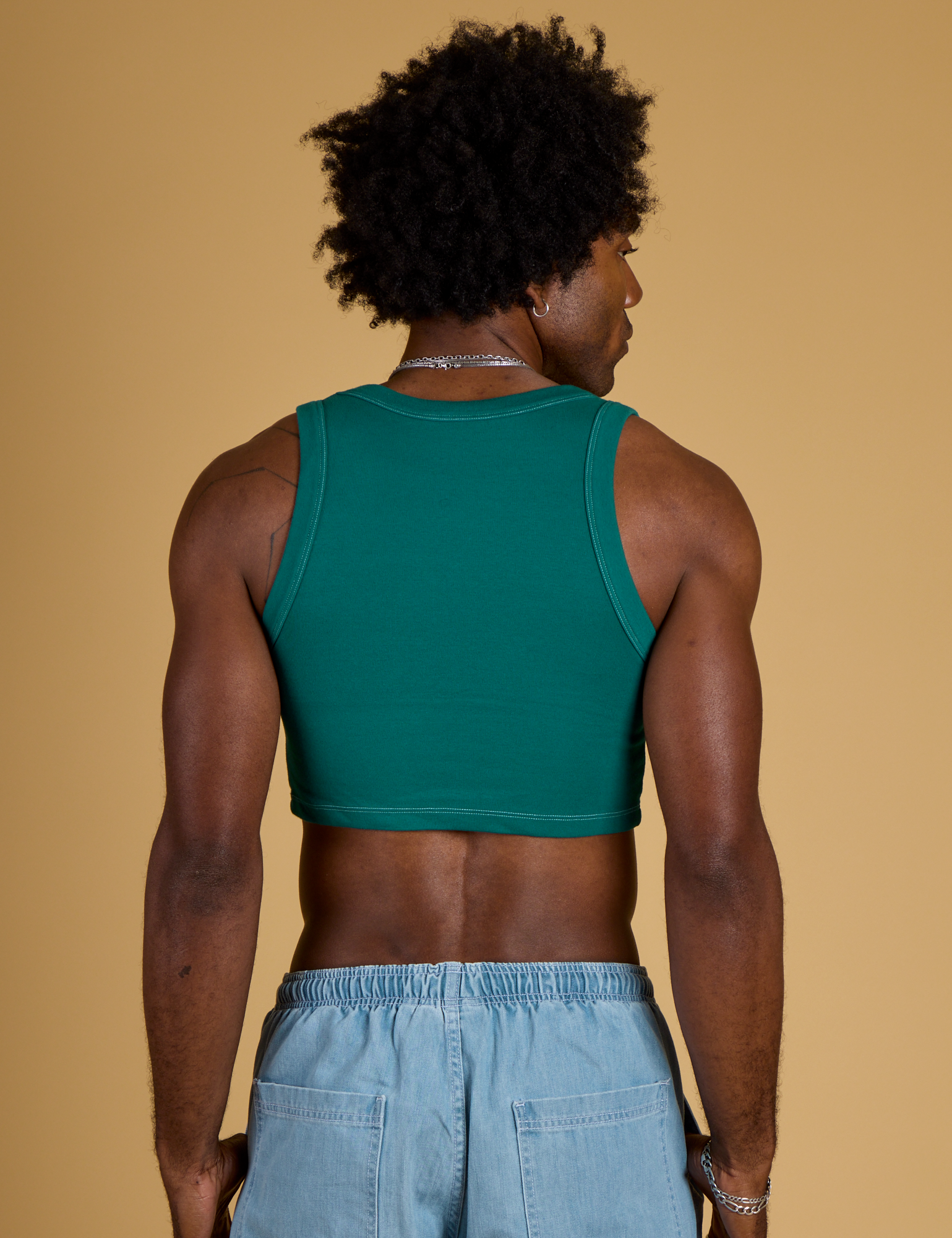 Contrast Stitch Mini Tank - Hunter Green
