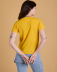 Organic Vintage Tee in Sunshine Yellow back view on Alex