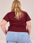 Organic Vintage Tee in Red Wine back view on Juliet