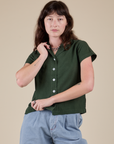Pantry Button-Up in Swamp Green on Alex