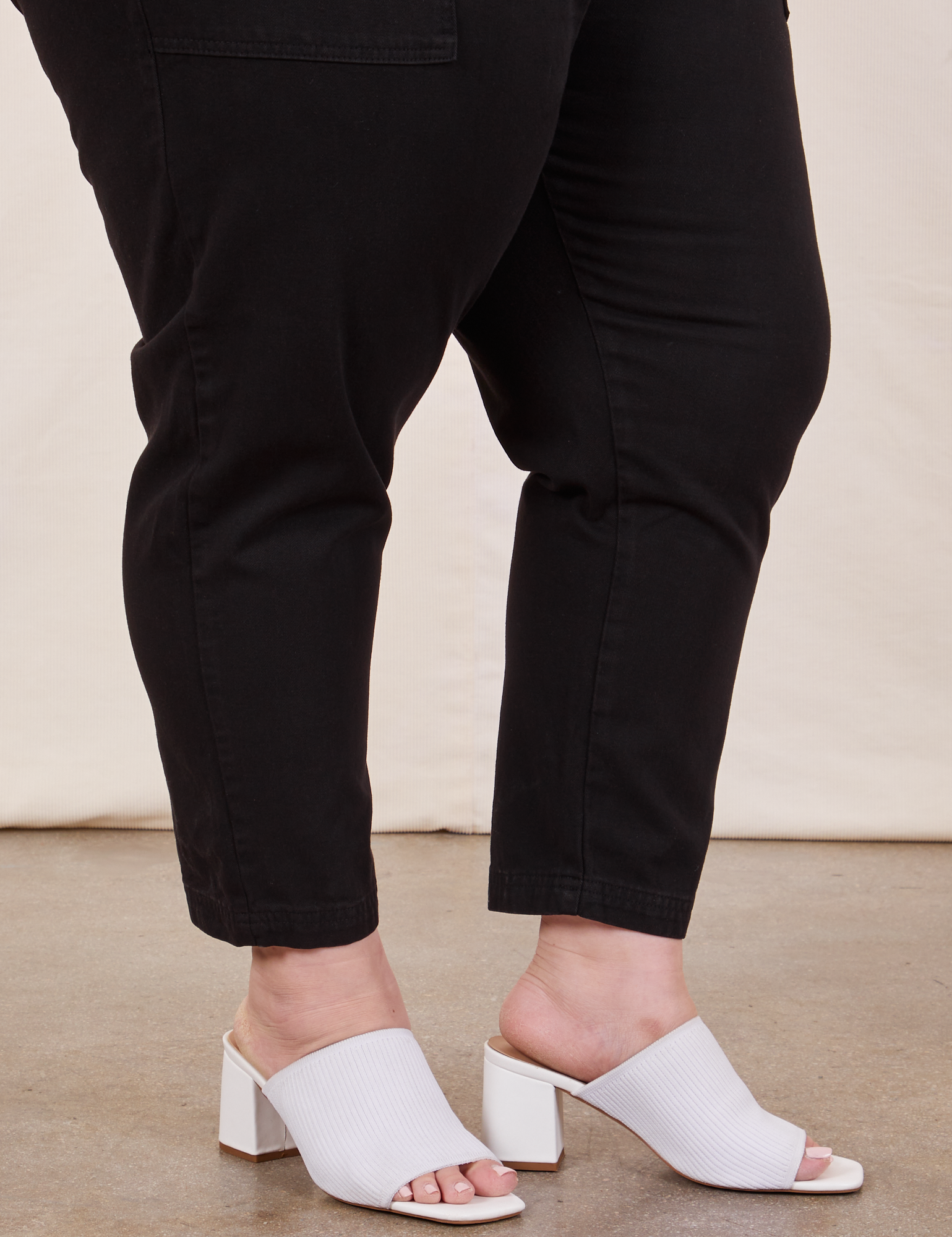 Petite Pencil Pants in Basic Black pant leg side view on Ashley