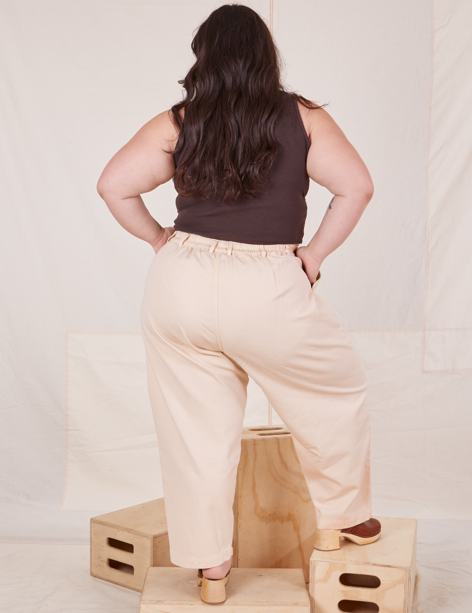 Back view of Heritage Trousers in Vintage Off-White on Ashley