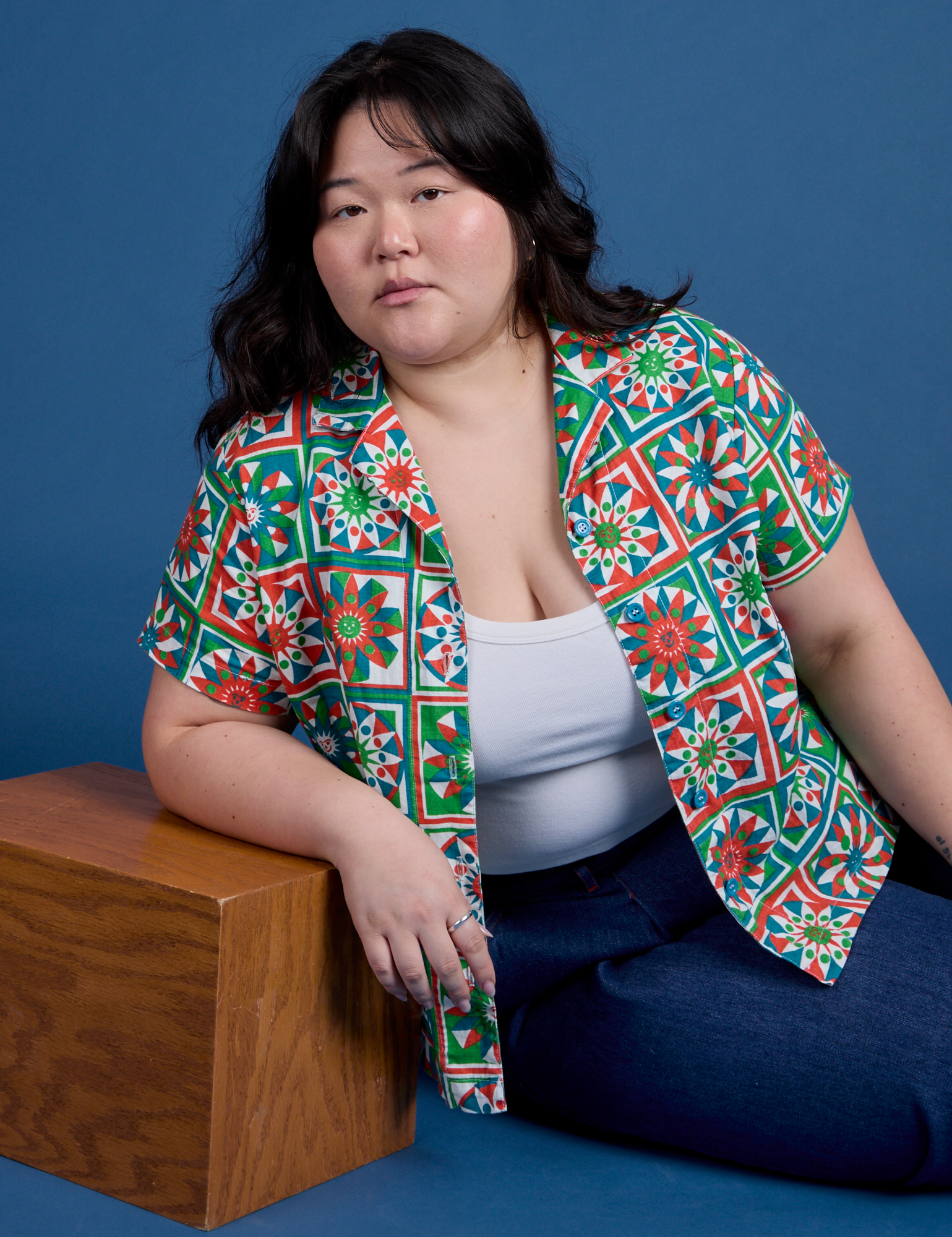 Quilt Print Pantry Button-Up worn by Ashley