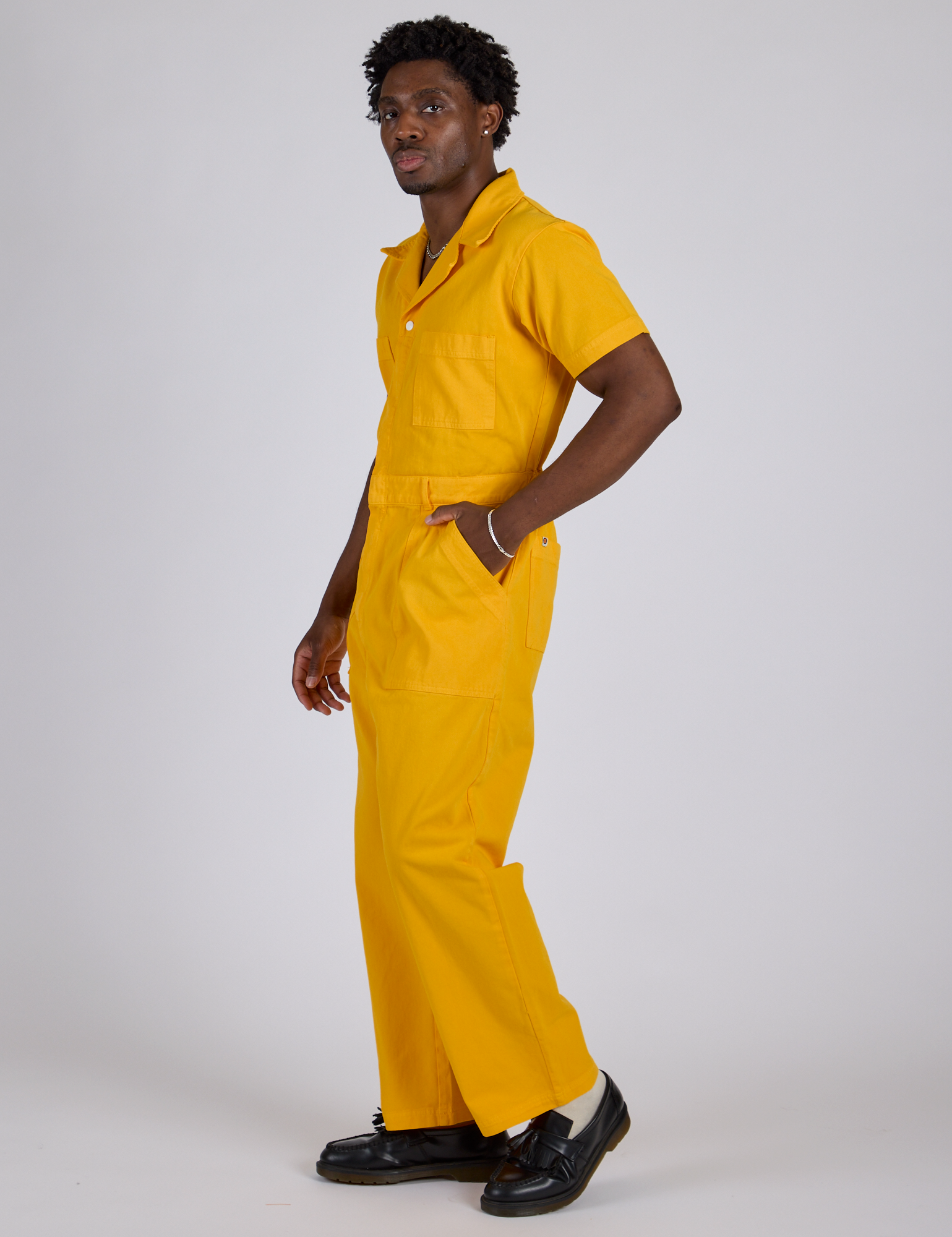 Short Sleeve Jumpsuit - Sunshine Yellow
