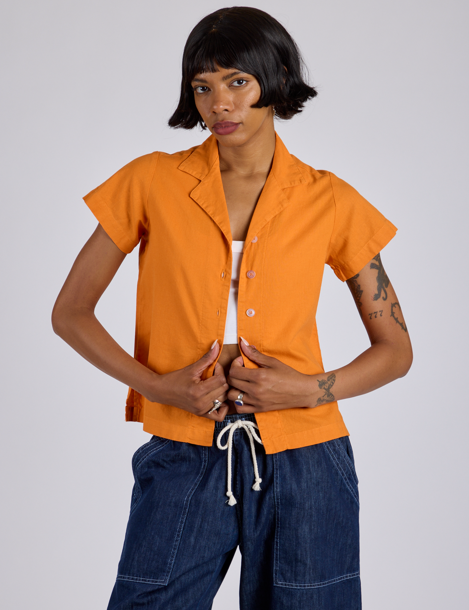 Pantry Button-Up - Creamsicle Orange