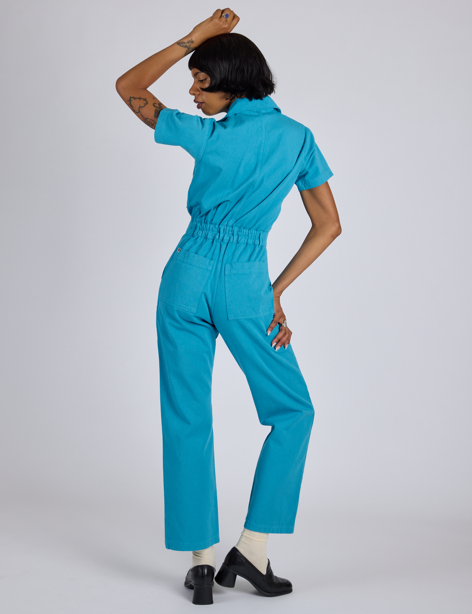 Short Sleeve Jumpsuit - Hawaiian Blue