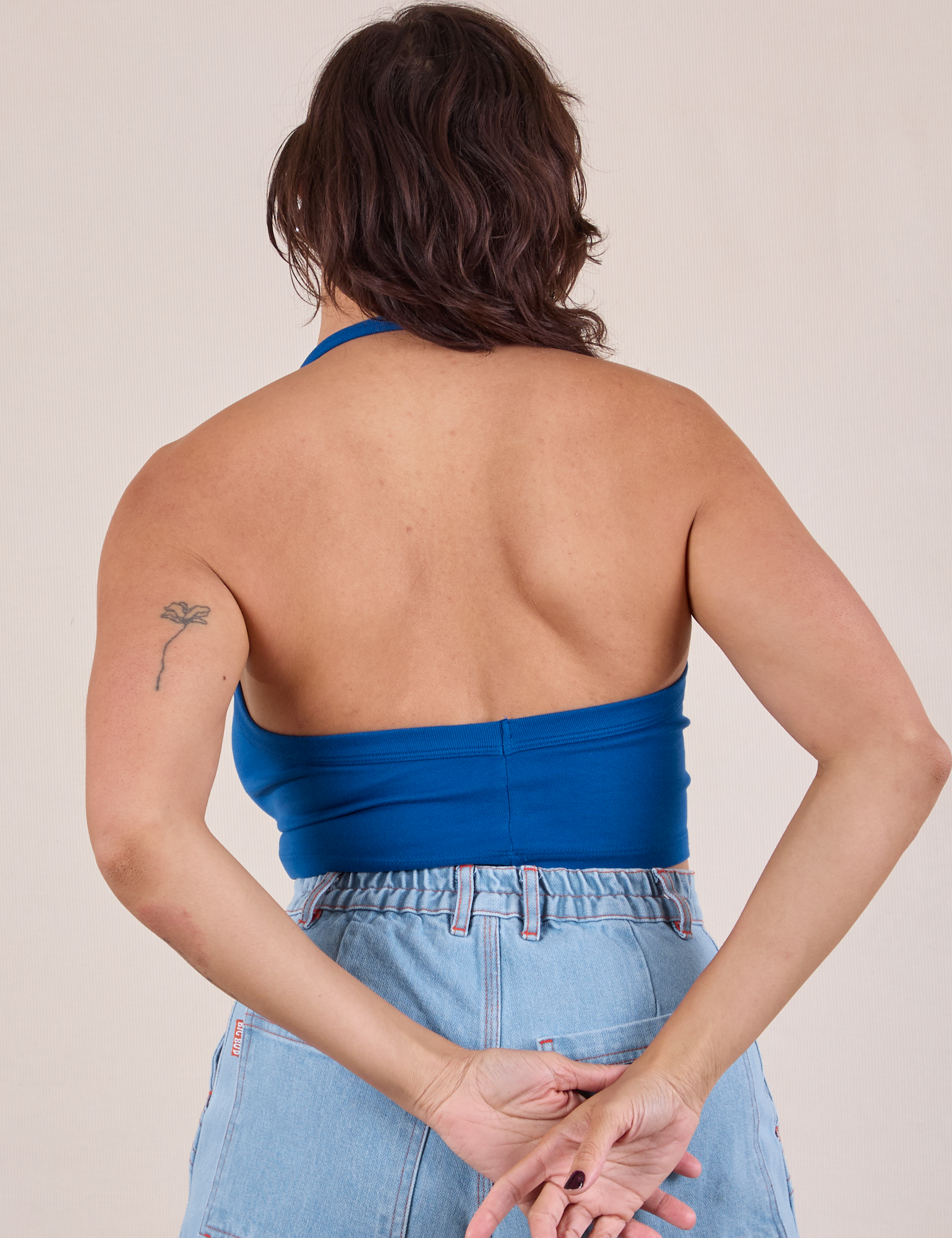 Halter Top in Royal Blue back view on Tiara