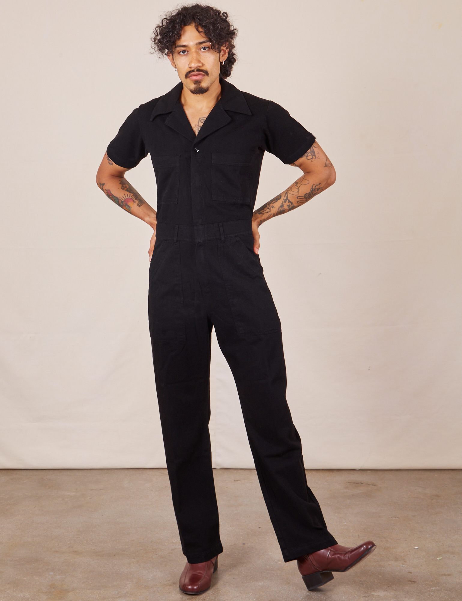 Short Sleeve Jumpsuit Basic Black