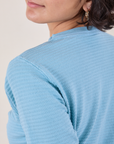 Honeycomb Thermal in Baby Blue back shoulder close up on Soraya