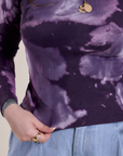 Long Sleeve Baby Tee in Dark Lavender close up on Sydney