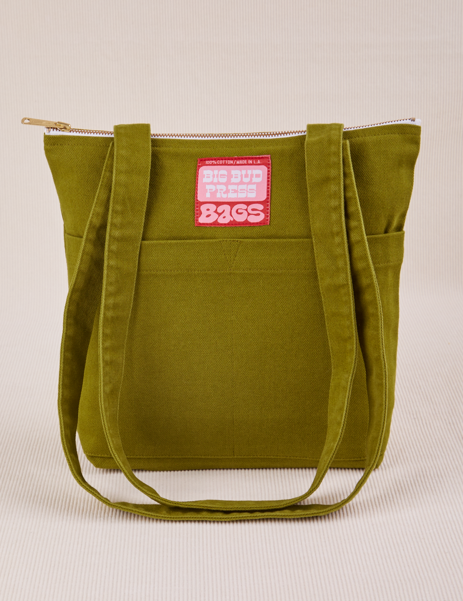 Over-Shoulder Zip Mini Tote in Olive Green