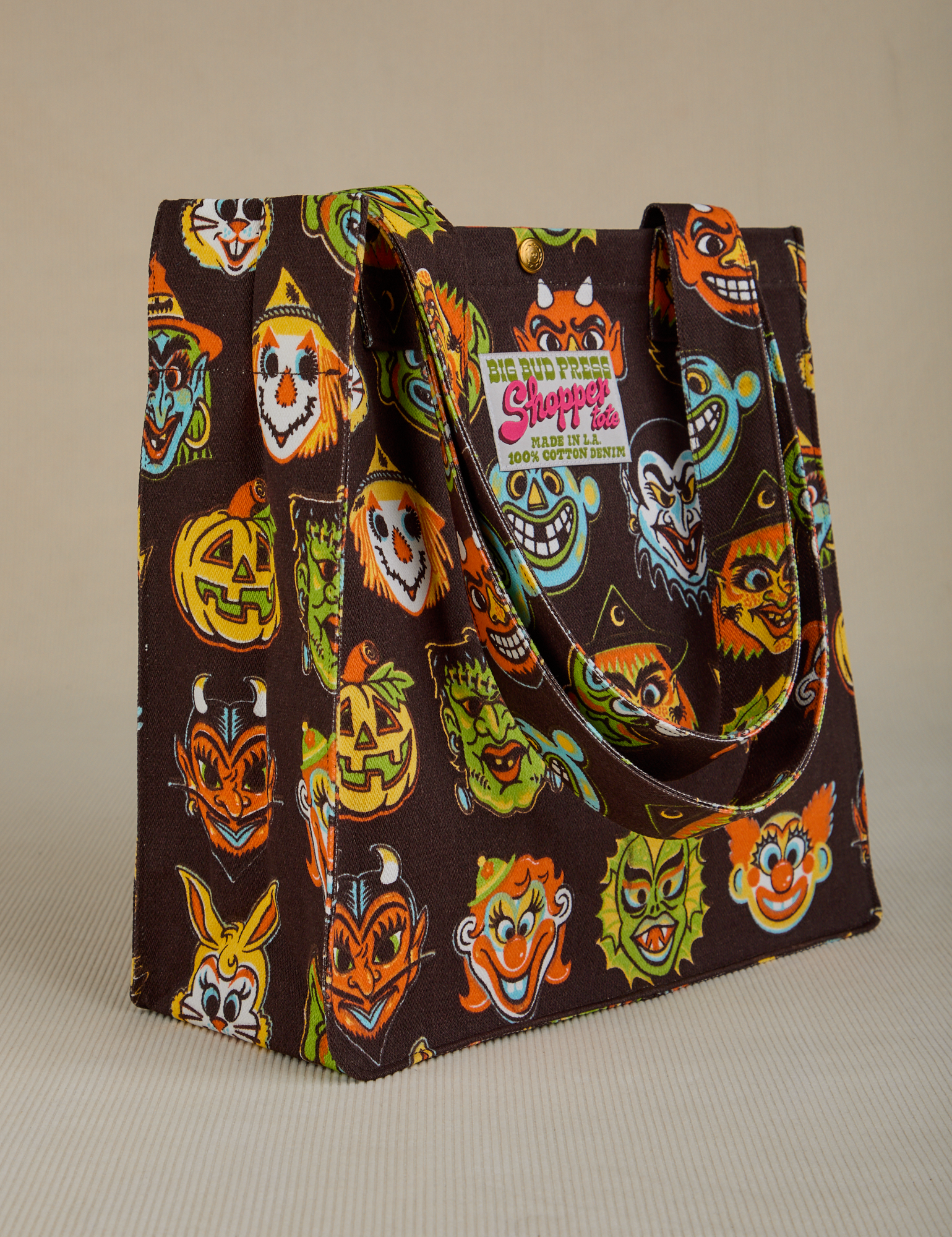 Halloween Masks Shopper Tote angled view