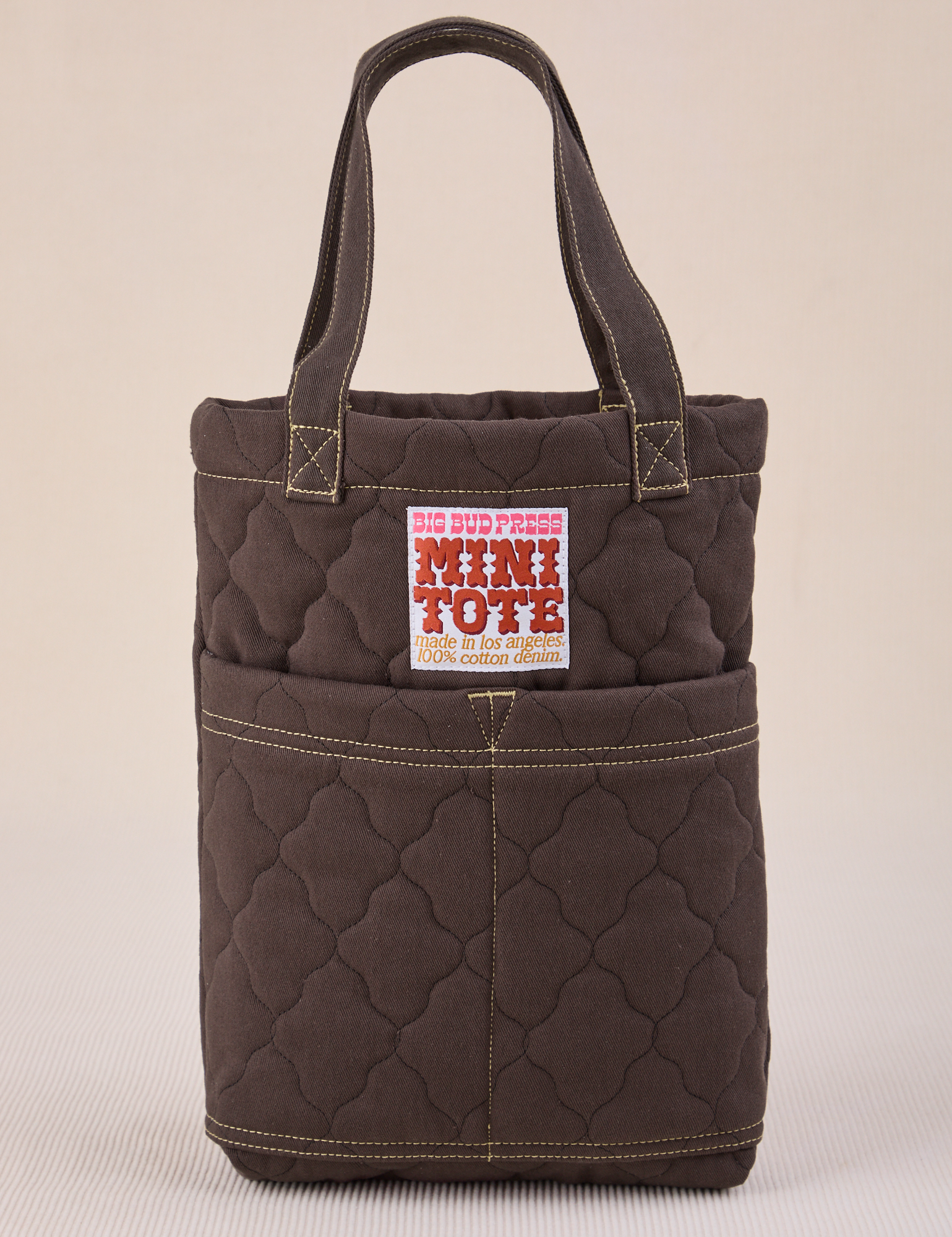 Quilted Mini Tote in Espresso Brown