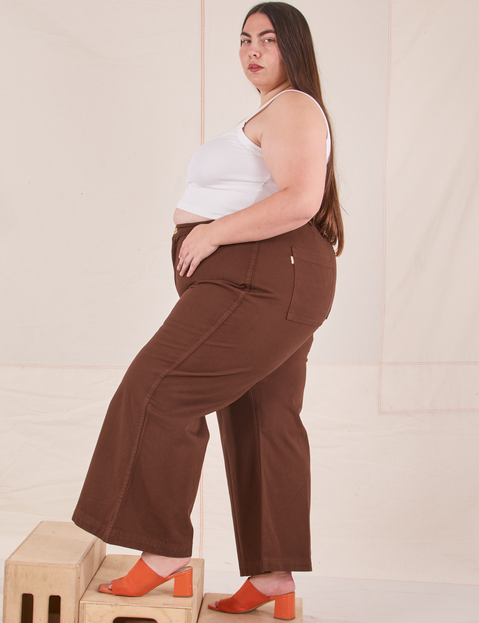 Side view of Bell Bottoms in Fudgesicle Brown on Marielena