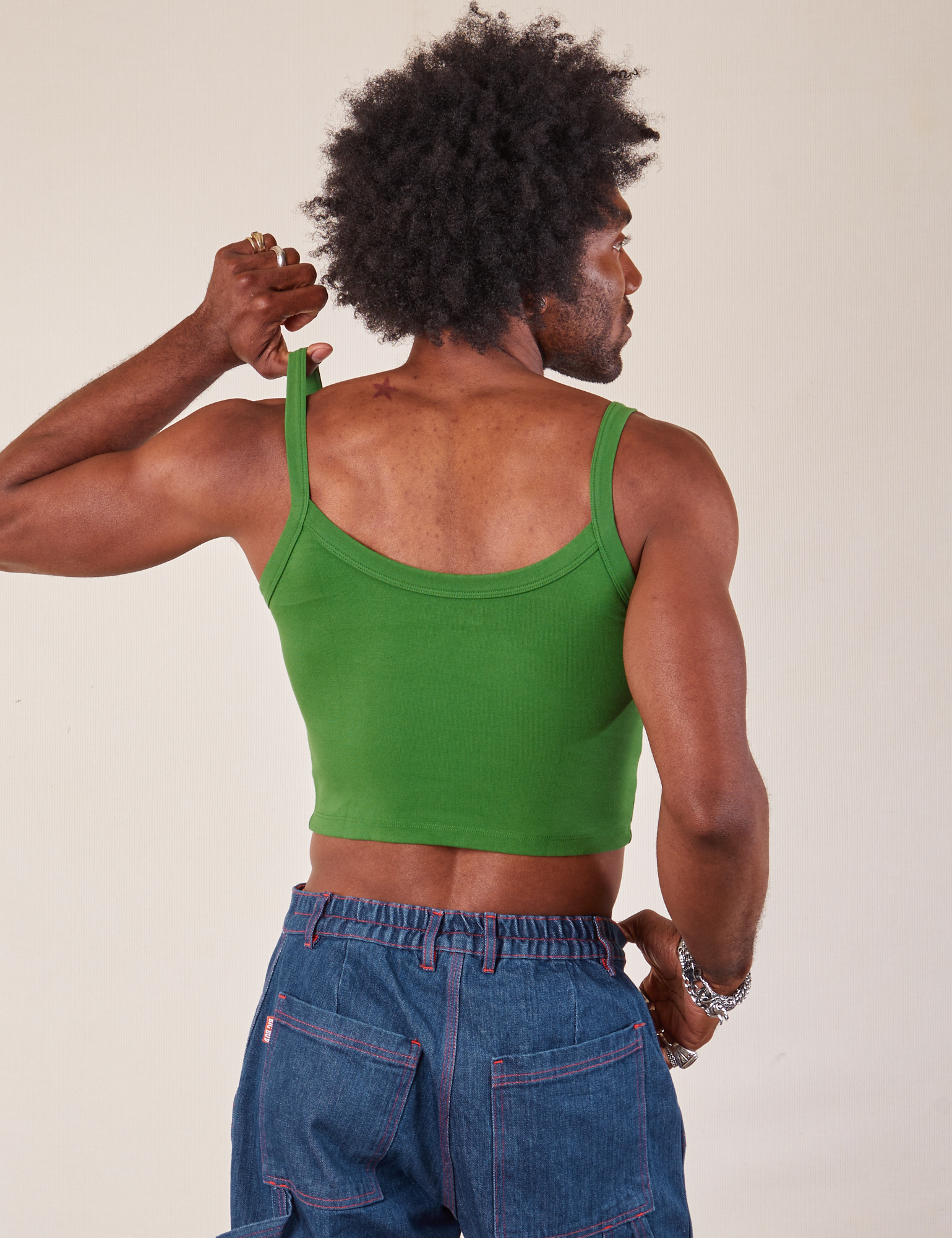 Cropped Cami in Lawn Green back view on Jerrod